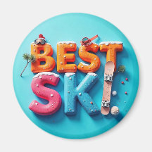 Magnet Rond Frigo - Unique Design - BEST SKI