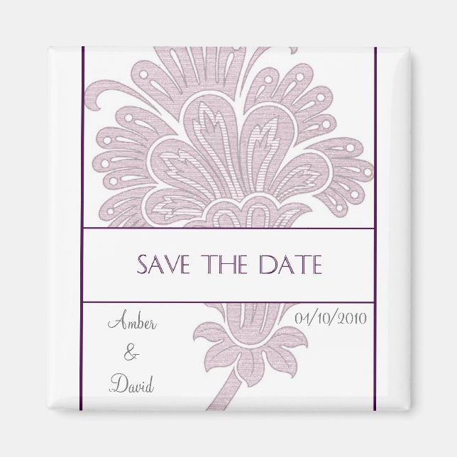 Magnet ~ Save the Date :: Purple Paisley (Front)