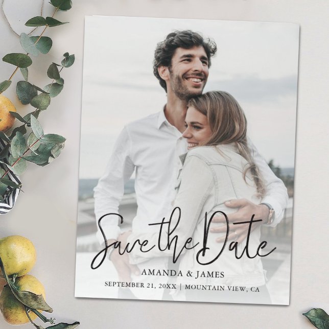 Magnet Save the Dates with Photo and Black Script (Creator Uploaded)