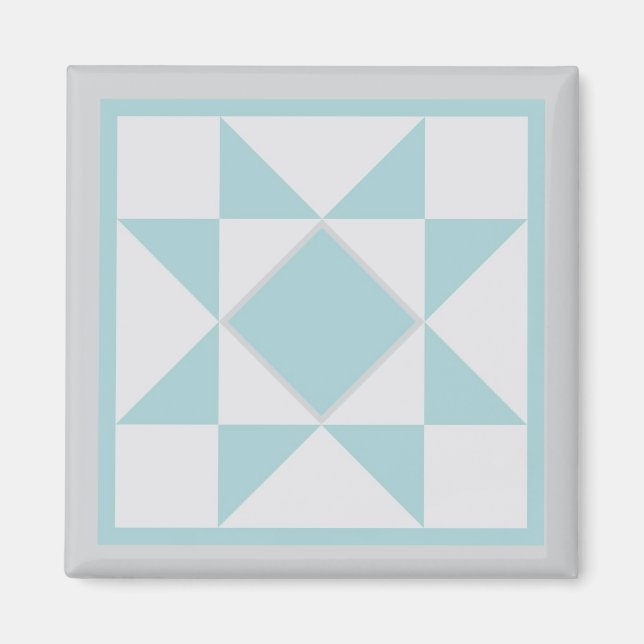 Magnet - Sawtooth Star Quilt Block (lt. blue/grey) (Front)
