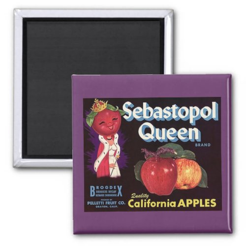 MAGNET  SEBASTOPOL QUEEN APPLES VINTAGE LABEL