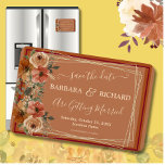 MAGNET Terracotta Floral Elegant Save Date<br><div class="desc">This lovely watercolor Magnet Save the Date features a terracotta background with beige and burnt orange flowers surrounded by greenery and gold frame. Touches of calligraphy are a perfect accompaniment to the beautiful flowers. A lovely design choice to set the tone for your wedding celebration. For any design question or...</div>
