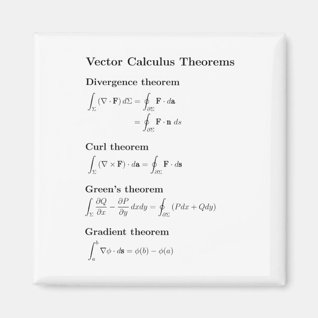 Magnet: vector calculus theorems magnet (Front)