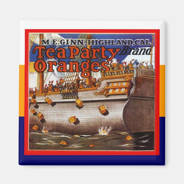 MAGNET ~ VINTAGE Fruit Crate Advertising Tea Party (Front)