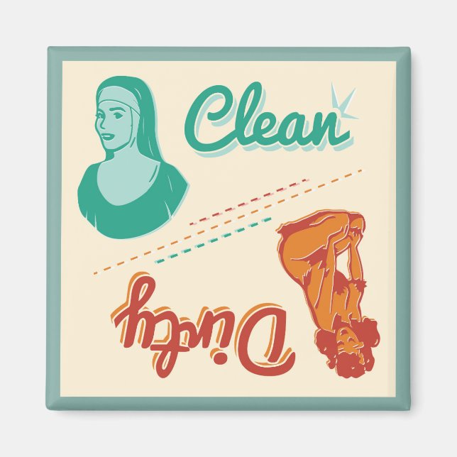 Magnet ~ Vintage Retro Clean/Dirty Dishwasher (Front)