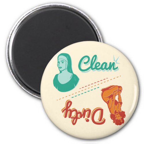 Magnet  Vintage Retro Clean Dirty Dishwasher