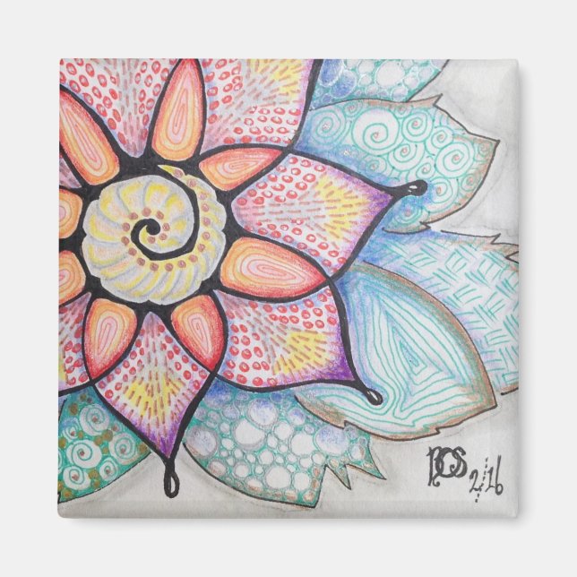 Magnet w/Original Art Flower (Front)