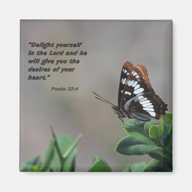 magnet with butterfly - Delight yourself in Lord (Front)