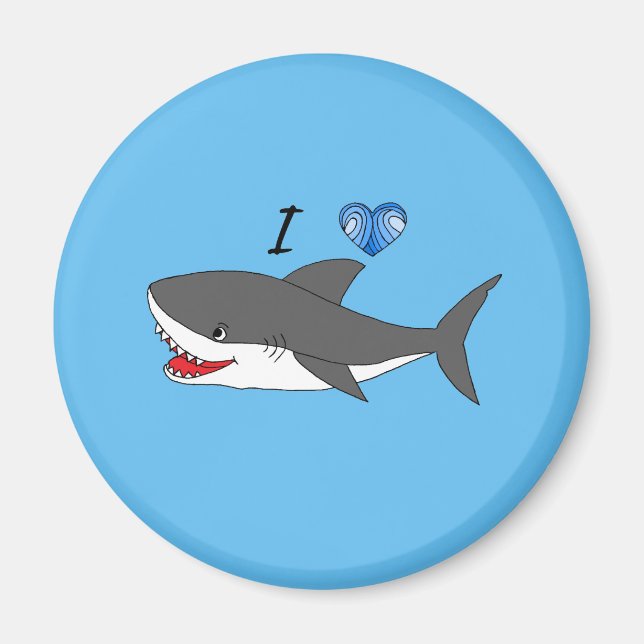 Magnet with cute I love sharks design (Front)