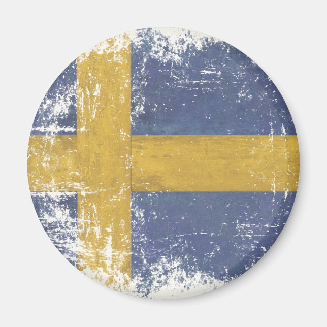 Magnet with Dirty Vintage Flag from Sweden (Front)