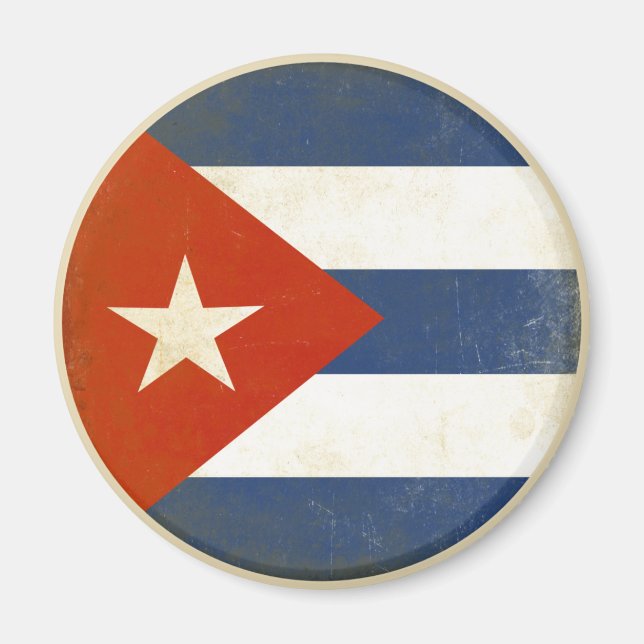 Magnet with Distressed Vintage Flag from Cuba (Front)