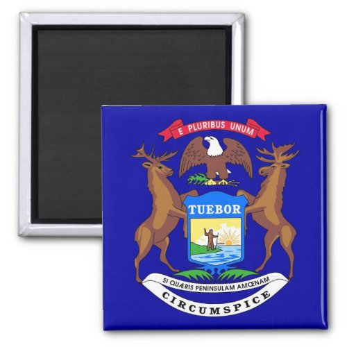 Magnet with Flag of Michigan State _ USA