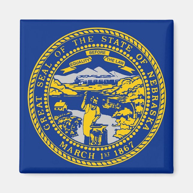 Magnet with Flag of Nebraska State - USA (Front)
