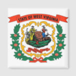 Magnet with Flag of West Virginia State - USA<br><div class="desc">Display your pride for the Mountain State with our vibrant magnet featuring the flag of West Virginia. Crafted with meticulous attention to detail, this magnet proudly showcases the iconic blue and white flag with the state's coat of arms, symbolizing the rugged beauty and rich heritage of West Virginia. Whether you're...</div>