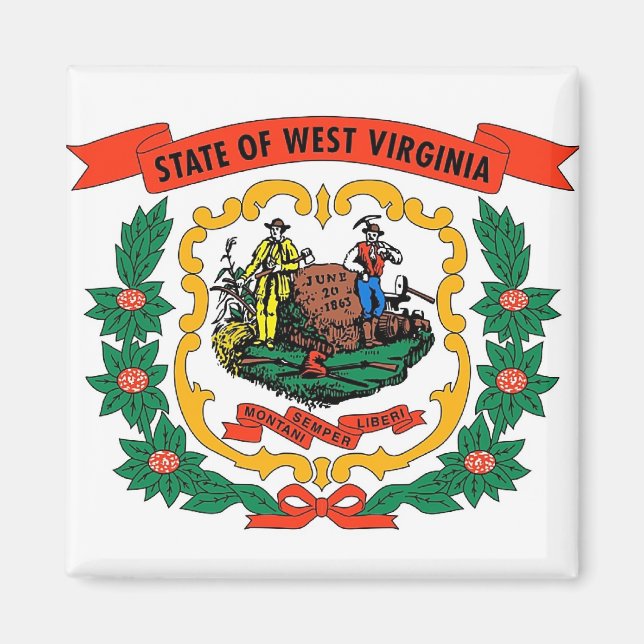 Magnet with Flag of West Virginia State - USA (Front)