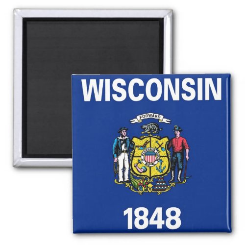 Magnet with Flag of Wisconsin State _ USA