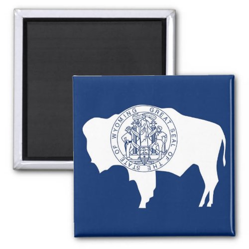Magnet with Flag of Wyoming State _ USA