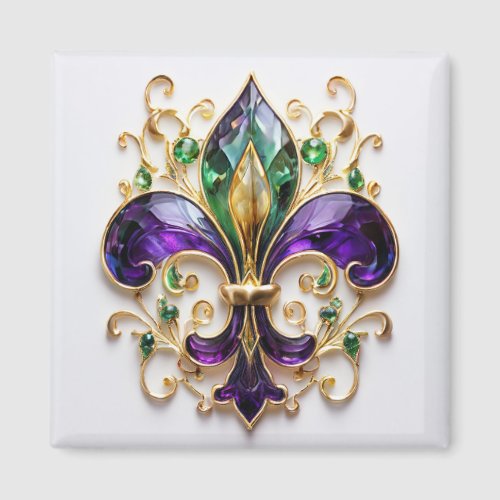 Magnet with Fleur de Lis in purple green and gold