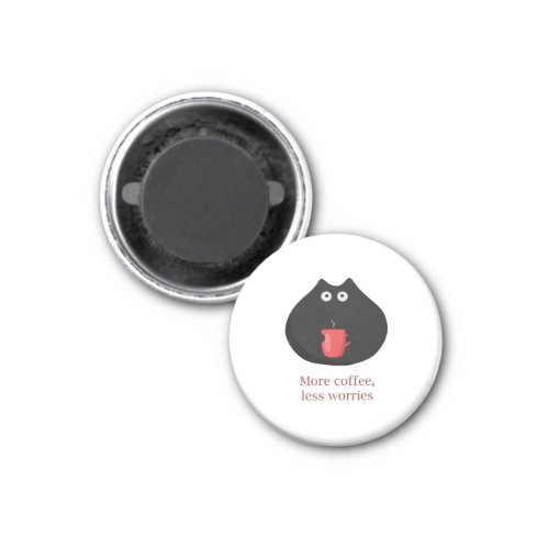 Magnet with funny cat and coffee