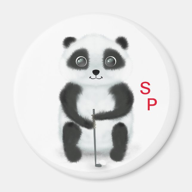 magnet with golf playing panda (Front)