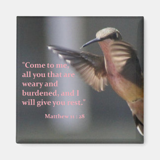magnet with hummingbird - rest in the Lord