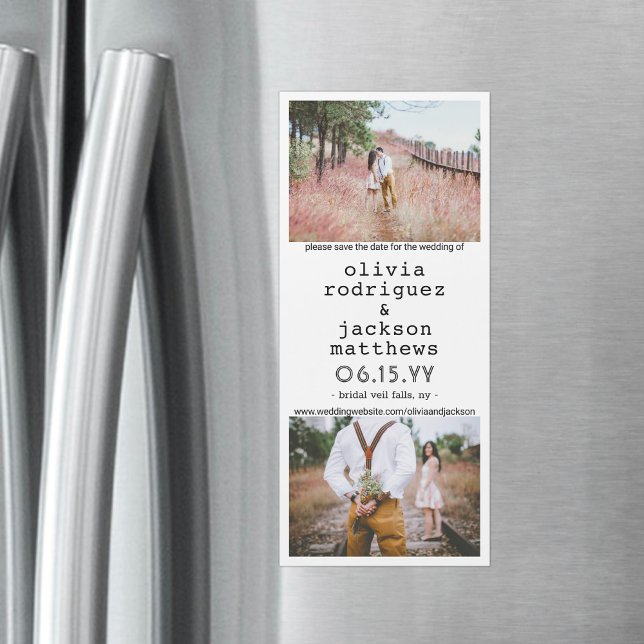 Magnetic 2 Photo Vertical Wedding Save the Date (Creator Uploaded)
