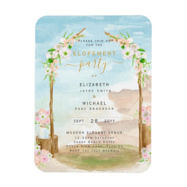 MAGNETIC Beach Coastal Elopement Party Invite Magnet (Vertical)