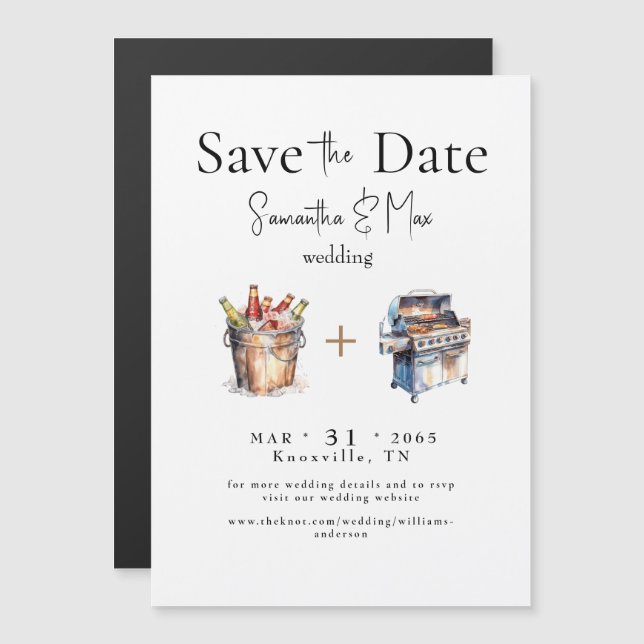 Magnetic Beer & BBQ Wedding Save the Date Invitation (Front/Back)