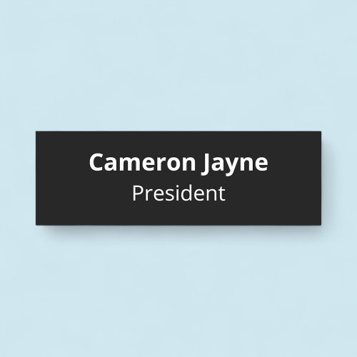 Magnetic Black and White Name Tag with Job Title