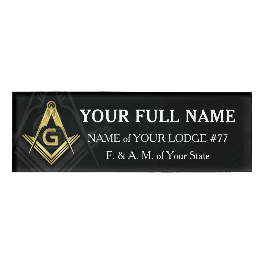 Black & Gold Masonic Name Badges Zazzle