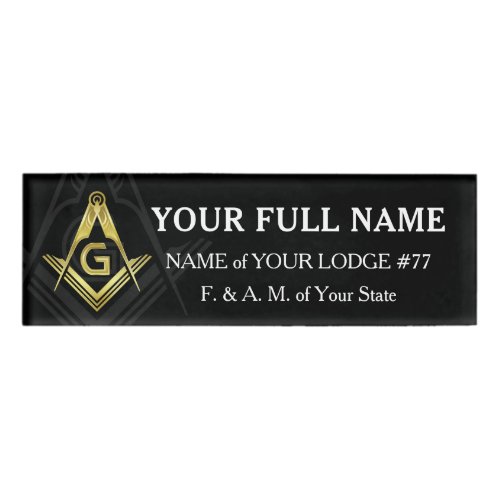 Magnetic Black  Gold Masonic Name Badges