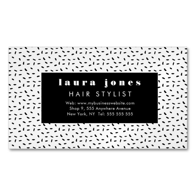 Magnetic Black White Pattern Modern Business Card (Front)