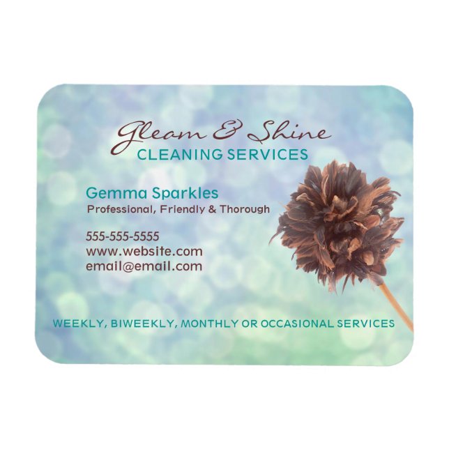 Magnetic Blue Cleaning Services Business card Magnet (Horizontal)