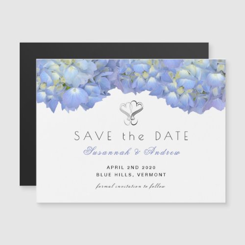 Magnetic Blue Moon Hydrangea Save the Date Card