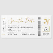 Magnetic Boarding Pass Plane Ticket Save the Date (Front)
