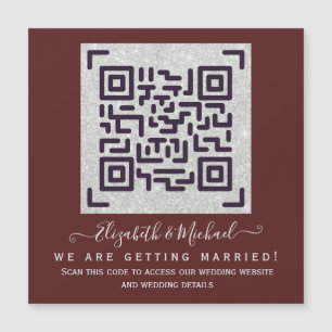 MAGNETIC BURGUNDY QR SCANNING CODE Wedding Details