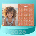 Magnetic Calendar - Photo Full Year View Modern<br><div class="desc">A very useful item for school or home office. This shows a full year view of all dates. A calendar printed on a magnet combines practicality with convenience, transforming a workspace essential into a time-management tool. This innovative design features a full-year or monthly calendar layout integrated into the magnet's surface,...</div>