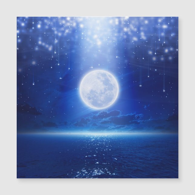 Magnetic card super full moon sea sight (Front)