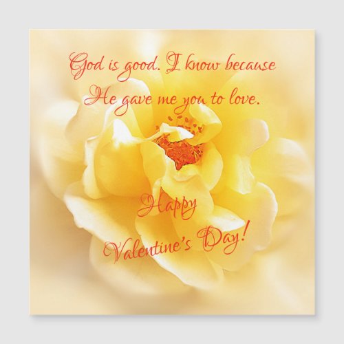 Magnetic Card White Yellow Rose Valentines Day