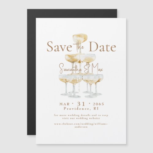 Magnetic Champagne Tower Wedding Save the Date Magnetic Invitation