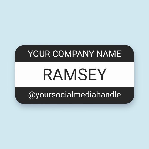 Magnetic Company Nametag Black  White Bold Modern Name Tag