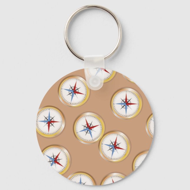 Magnetic Compass pattern Keychain (Front)