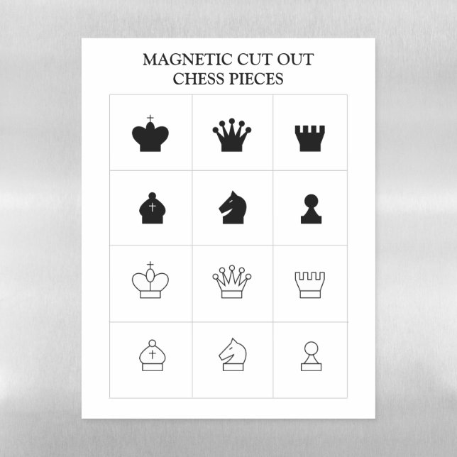 Magnetic cut out chess pieces for wall board game (Vertical)