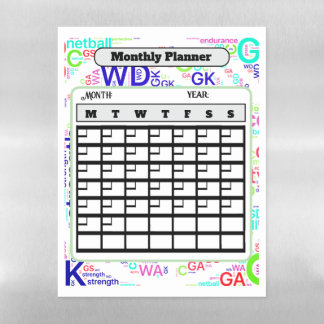 Magnetic Dry Erase Monthly Netball Planner Sheet