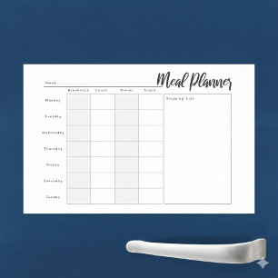 Magnetic Dry Erase Weekly family Meal Planner Sheet