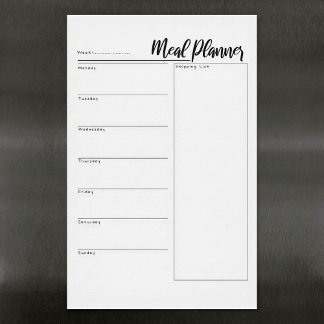 Magnetic Dry Erase Weekly home Meal Planner Magnetic Dry Erase Sheet