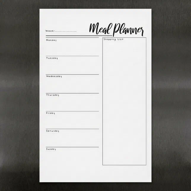 Magnetic Dry Erase Weekly home Meal Planner Sheet | Zazzle