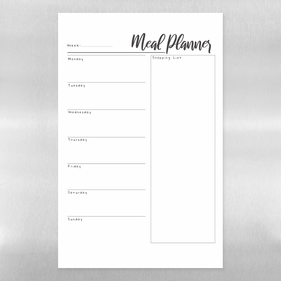 Dry Erase Weekly Meal Planner Dry Erase Sheet Zazzle