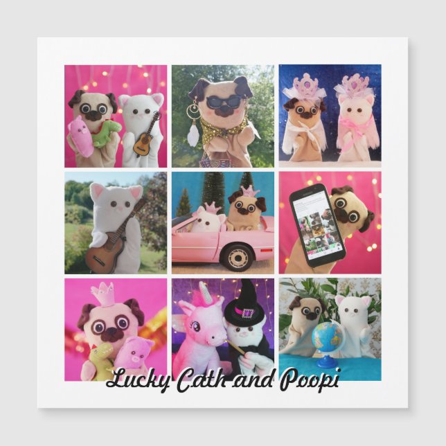 Magnetic Elegant Personalized Photo Collage Card (Front)