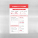 Magnetic Emergency Contact Info Sheet at Zazzle